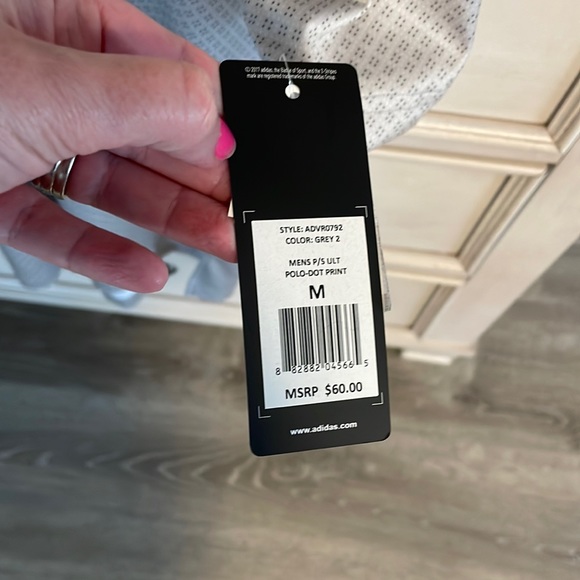 Men’s Adidas polo, Dimond.print gray, medium.nwt - Picture 4 of 6
